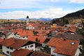 Top view of the village Nesselwang. The Alps. Bavaria, Germany, Europe.