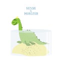 Nessie the Monster. Flat vector illustration. Loch Ness Monster isolated on white background
