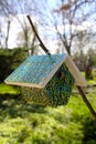 Hand-Painted Bird Nestbox - Leaf Pattern - Stained Glass Design III