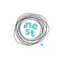 The nest creative logo. Doodling. Robin eggs Royalty Free Stock Photo