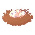 Nest with eggs icon, cartoon style