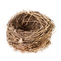 Nest isolated on white Empty nest of a common blackbird