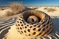 nest of rattlesnake, coiled in the sand dunes