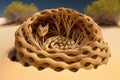 nest of rattlesnake, coiled in the sand dunes