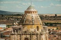 Nest of storks on top of tower at Trujillo Royalty Free Stock Photo