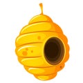 Nest or vespiary of wild bees isolated on white background. Vector cartoon close-up illustration.