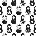 Nested doll seamless abstraction pattern. Russian doll - Matrioshka. Black and white nested doll Matrioshka illustration Royalty Free Stock Photo