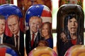 Nested dolls depicting Russian President Vladimir Putin and US President Donald Trump on the souvenir counter in Moscow