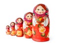 Nested dolls on white Royalty Free Stock Photo