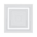 Nested square frames creating a tunnel effect, white and gray abstract geometric design, modern artistic vector Royalty Free Stock Photo