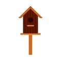Nesting box animal design cartoon element vector icon. Wooden bird house isolated white Royalty Free Stock Photo