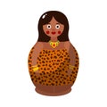 Nesting doll in colorful national African costume. Vector illustration in flat cartoon style