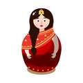 Nesting doll in colorful national Indian costume. Vector illustration in flat cartoon style