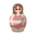 Nesting doll in a drawing swimsuit. Vector illustration in flat cartoon style