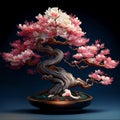 Nestled within an exquisitely crafted ceramic pot, a bonsai tree stands as a living work of art