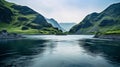 Nestled lake with canyon and sunlight