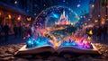 Fairy Book: Tales Unfold on Cobblestone Streets. Generative  AI Royalty Free Stock Photo