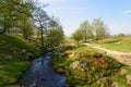 Nestled between steep banks Burbage Brook flows across heathland to Padley Gorge