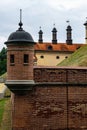 Nesvizh, Belarus - August 2021: Nesvizh Castle of the Radziwills, a palace and park complex. Elements of ancient architecture