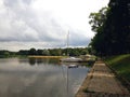 Lake in the park near the Nesvizh castle Royalty Free Stock Photo