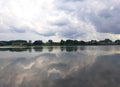 Lake in the park near the Nesvizh castle Royalty Free Stock Photo