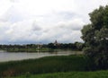 Lake in the park near the Nesvizh castle Royalty Free Stock Photo