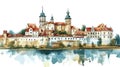 Nesvizh Castle. Nesvizh Castle watercolor vector illustration Royalty Free Stock Photo