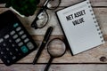 Net Asset Value (NAV) text on notepad, Business and Financial concept background Royalty Free Stock Photo