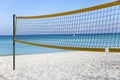 Net for beach volleyball on an empty beach. Cuba, Varadero