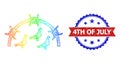 Hatched Bird Prison Web Mesh Icon with Rainbow Gradient and Unclean Bicolor 4Th of July Watermark