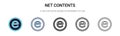 Net contents icon in filled, thin line, outline and stroke style. Vector illustration of two colored and black net contents vector
