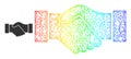 Net Deal Handshake Web Mesh Icon with Rainbow Gradient