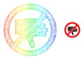 Net Forbidden Thumb Down Mesh Icon with Spectrum Gradient