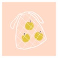 Net fruit bag with apples. Royalty Free Stock Photo