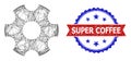 Net Gearwheel Web Mesh and Grunge Bicolor Super Coffee Stamp