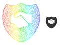 Net Handshake Shield Mesh Icon with Spectrum Gradient