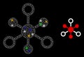 Net Internet Nodes Glare Icon with Colored Lightspots