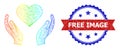 Net Love Care Web Mesh Icon with Spectral Gradient and Unclean Bicolor Free Image Stamp Seal