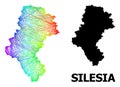 Net Map of Silesia Province with Rainbow Colored Gradient