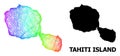 Net Map of Tahiti Island with Rainbow Colored Gradient