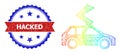 Hatched Car Destroy Mesh Icon with Spectral Gradient and Distress Bicolor Hacked Watermark