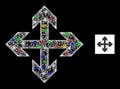 Net Mesh Expand Arrows Icon with Colorful Lightspots
