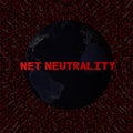 Net Neutrality text with earth by night and red hex code illustration Royalty Free Stock Photo