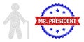 Triangle Mesh Old Man Icon and Distress Bicolor Mr. President Stamp