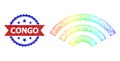 Net Online Signal Mesh Icon with Spectral Gradient and Textured Bicolor Congo Stamp Seal
