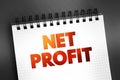 Net profit - actual profit after working expenses not included in the calculation of gross profit have been paid, text concept on