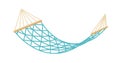 Net rope hammock for relax or rest vector flat illustration. Colorful equipment for comfortable recreation isolated on