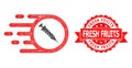 Scratched Fresh Fruits Seal and Net Rush Vaccine Icon Royalty Free Stock Photo