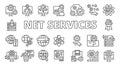 Net services, icon in line design. Net, services, internet, online, connectivity, web, technology on white background