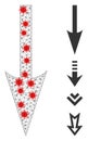 Polygonal Carcass Sharp Arrow Down Pictogram with Covid Items Royalty Free Stock Photo